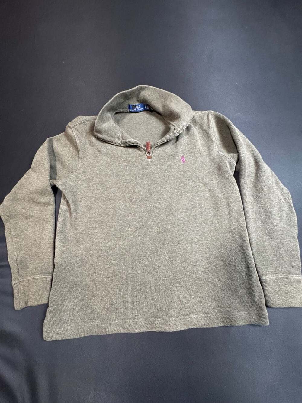 Polo Ralph Lauren Olive Green 1/4 Zip Ribbed Cotton Sweater